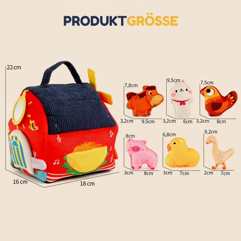 🐄 50 % RABATT! ✨ Interaktives Plüsch-Bauernhaus-Spielset – 6 Erlebnisbereiche mit Spiegel & Alphabet-Klappen, niedliche Tierhandpuppen & tragbares Aufbewahrungsdesign – Spielerisches Frühlernen für Kleinkinder 🐏