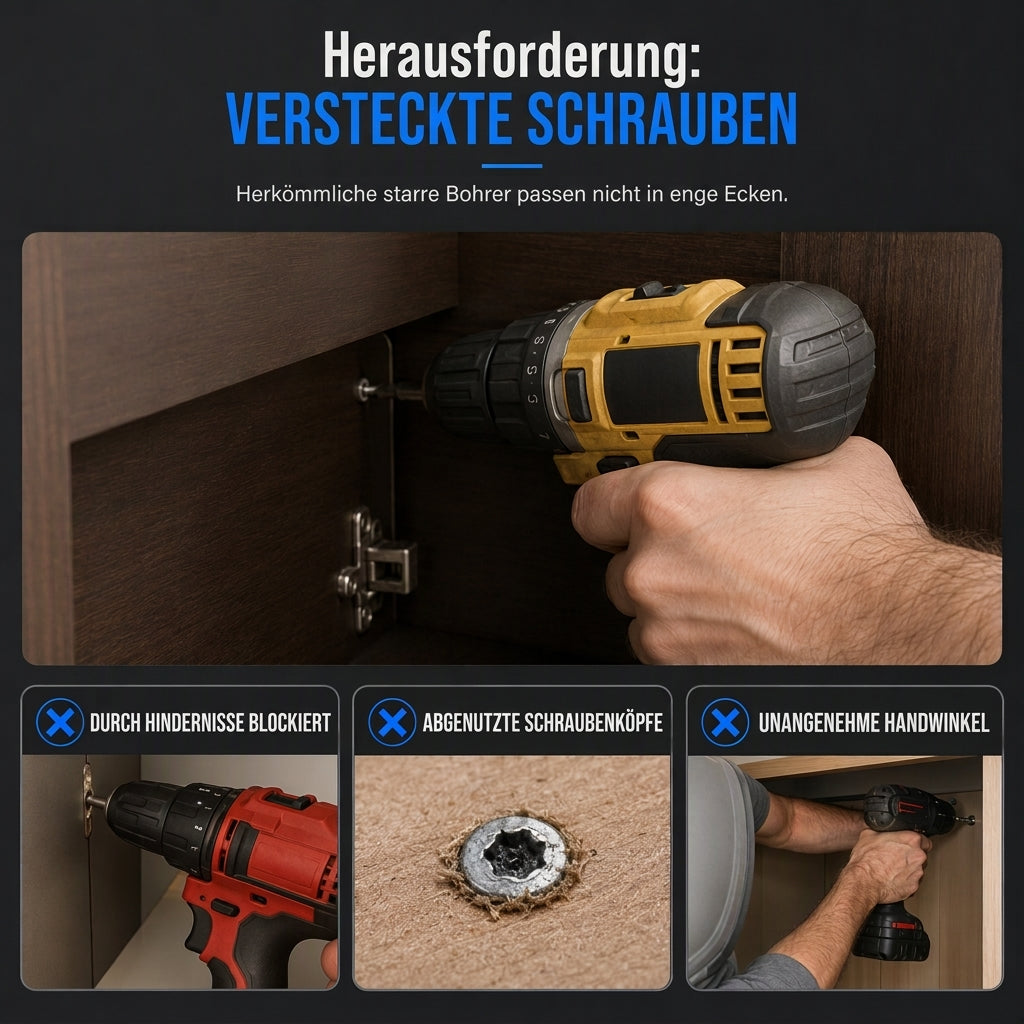 Universelle flexible Metall-Verlängerungswelle für Bohrmaschinen und Schraubendreher, mehrwinkliges Verbindungsstück für Schraubendrehereinsätze