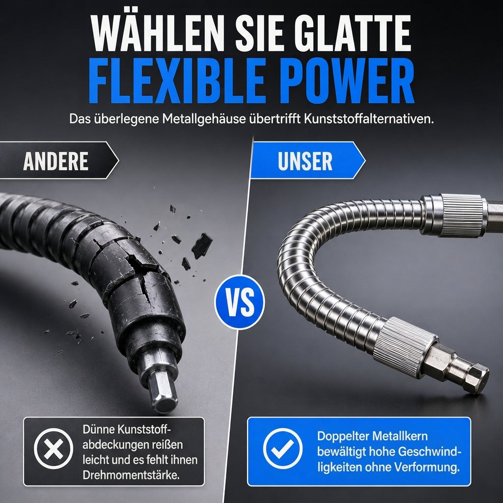 Universelle flexible Metall-Verlängerungswelle für Bohrmaschinen und Schraubendreher, mehrwinkliges Verbindungsstück für Schraubendrehereinsätze