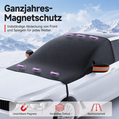 ⏰Magnetische Auto-Frontscheibenabdeckung, verdickt, wasserdicht – Sonnenschutz und Schneeschutz mit reflektierenden Streifen