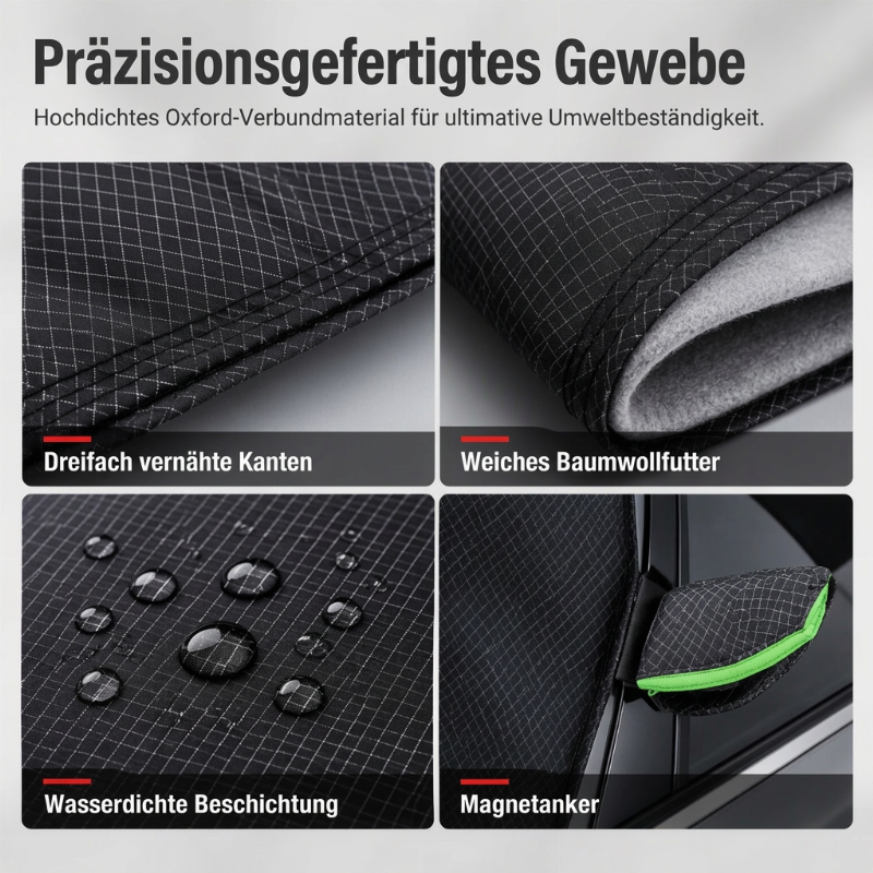 ⏰Magnetische Auto-Frontscheibenabdeckung, verdickt, wasserdicht – Sonnenschutz und Schneeschutz mit reflektierenden Streifen