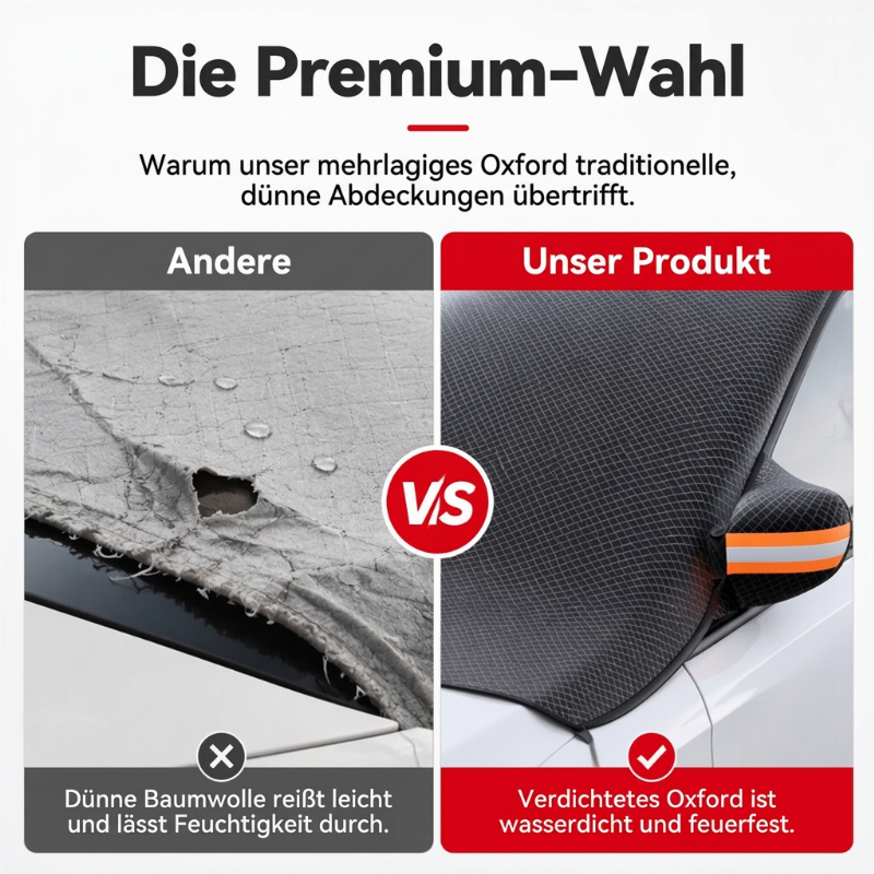 ⏰Magnetische Auto-Frontscheibenabdeckung, verdickt, wasserdicht – Sonnenschutz und Schneeschutz mit reflektierenden Streifen