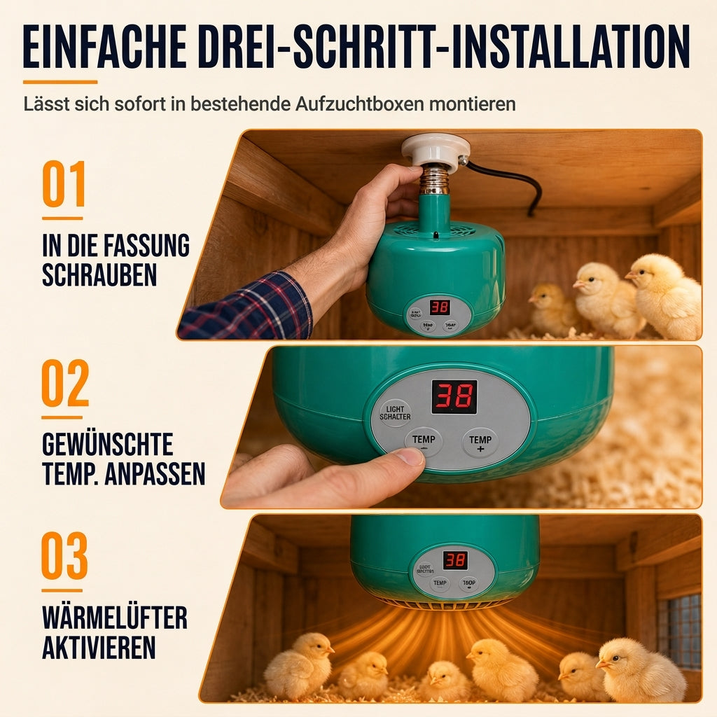 🐥 50% RABATT! 🌡️  Intelligente Wärmelampe mit Temperaturregelung für Küken & Kleintiere