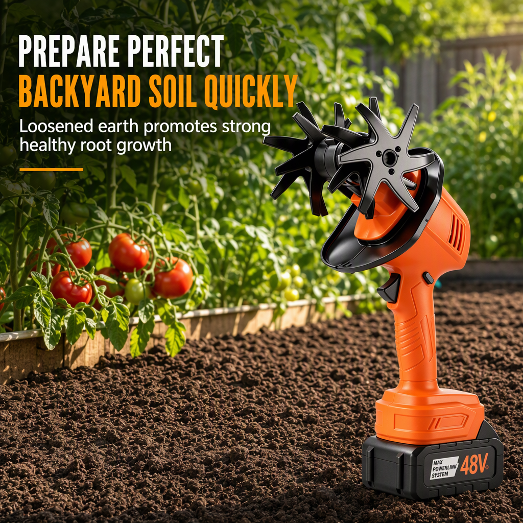 🌱Versand kostenlos!! 🍎 Kabellose Mini-Gartenfräse mit 21-V-Akku – handlicher Bodenlockerer & Unkrautentferner für Garten & Beet