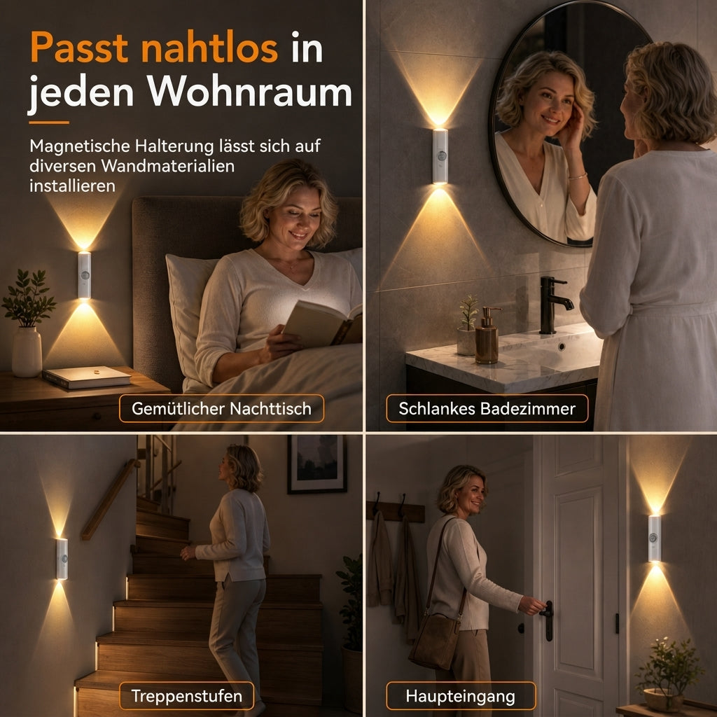 💡 50% RABATT! 🌈Wiederaufladbare intelligente Wandleuchte mit Bewegungssensor Katzenaugen-Hill-Projektion LED-Nachtlicht mit RGB-Farbumschlag für Umgebungsbeleuchtung