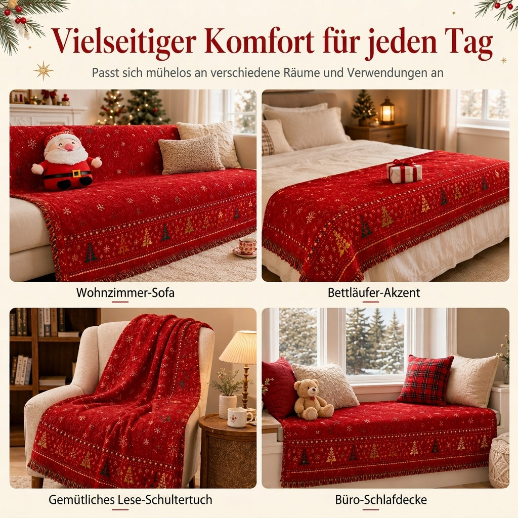✨ JETZT 50 % RABATT! !✨🎄 Verdickte Chenille Weihnachts Sofaüberzug – Vollflächiger, kratzfester und fleckenresistenter Couch-Schonbezug für Katzen ✨