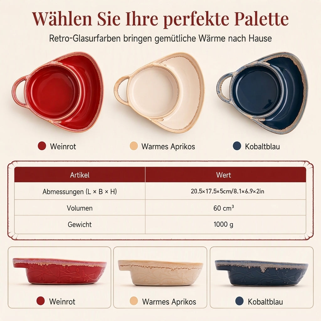 ✨ Beliebige 2 Artikel – kostenloser Versand✨Retro Keramik Auflaufform mit einzelnem Griff
