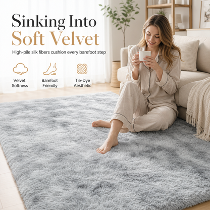 🧸 Weicher, flauschiger Samt-Teppich: dichtes Plüschmaterial, fusselfrei, Wolkenkomfort für Wohnzimmer & Schlafzimmer