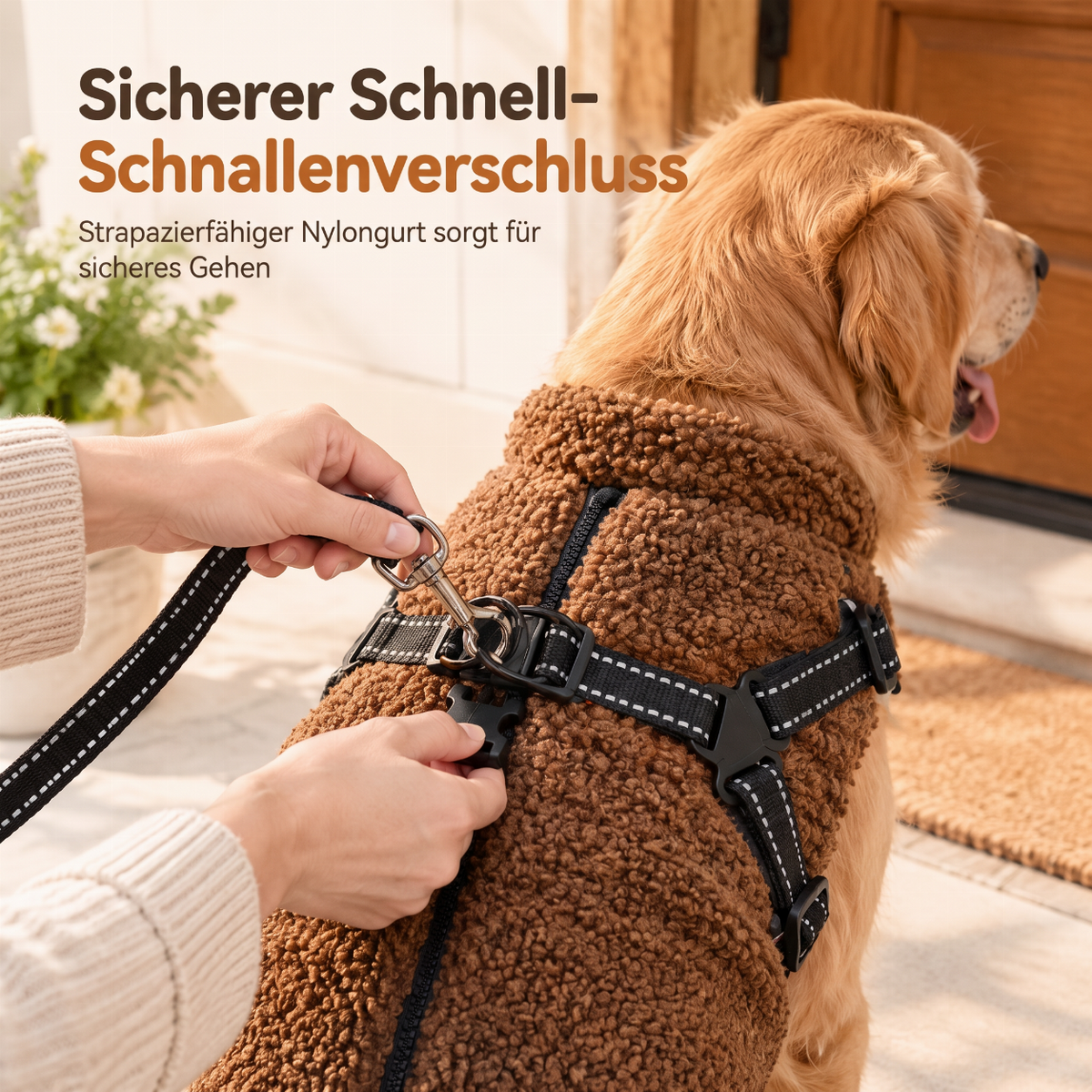 🐶 50% RABATT! 🧥Warmer Winterhundemantel mit Reflexstreifen und Geschirr für kleine und mittelgroße Hunde