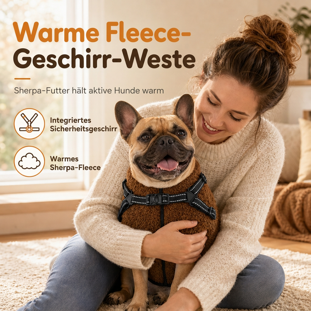 🐶 50% RABATT! 🧥Warmer Winterhundemantel mit Reflexstreifen und Geschirr für kleine und mittelgroße Hunde