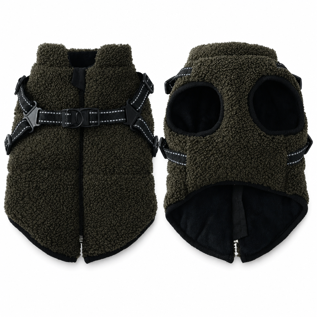 🐶 50% RABATT! 🧥Warmer Winterhundemantel mit Reflexstreifen und Geschirr für kleine und mittelgroße Hunde