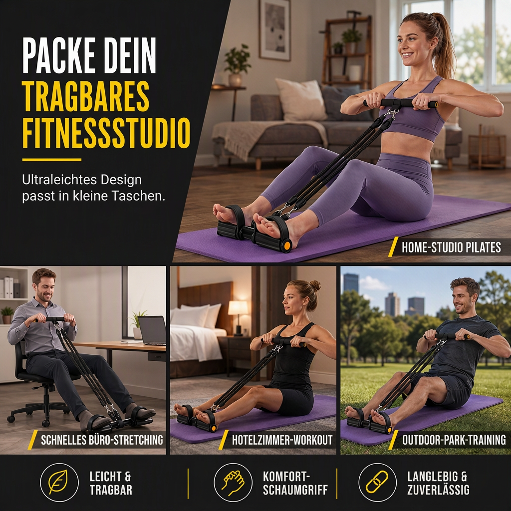 📢📢50% RABATT !!⏰Multifunktionales pedalbetriebenes Widerstandsband, elastisches Zugseil für Bauchübungen, Heimtraining, Yoga und Pilates-Fitness für Männer und Frauen