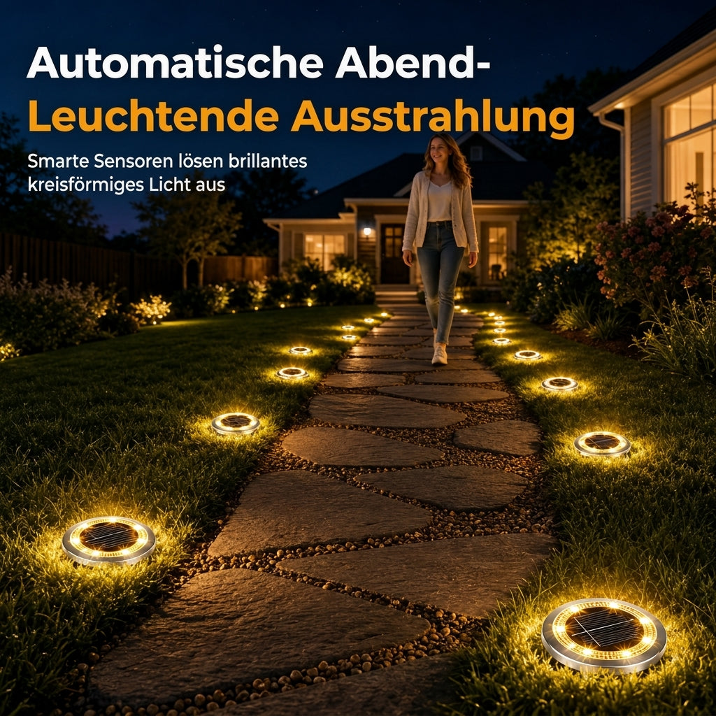 📢📢50% RABATT !!⏰Solar betriebene Erdlichter aus Edelstahl für Gartenweg und Rasen zur Landschaftsdekoration im Außenbereich