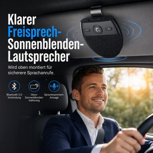 ⏰SP11 Auto-Sonnenblende Bluetooth Freisprecheinrichtung mit vibrationsaktiviertem automatischem Einschalten, A2DP-Unterstützung und Sprachansage der Anrufer-ID