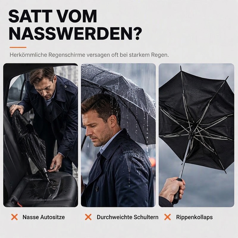 🌧️ 50 % Rabatt ! Faltregenschirm Extra Groß Windfest – Trotzt jedem Sturm, maximaler Schutz! 🛡️ 130 cm XXL-Dach, 12 verstärkte Rippen, schnelltrocknend ⚡