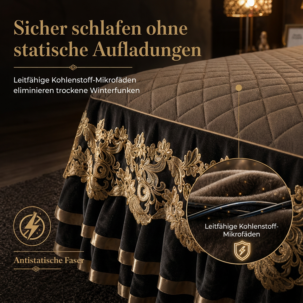 ❄️ Winter-Sonderangebot vorab 🎀 | Stretch-Spannbettlaken aus Samt mit Spitzenbesatz und rutschfester Konstruktion – weich, hautfreundlich, ideal für die kalte Jahreszeit 🛏️✨