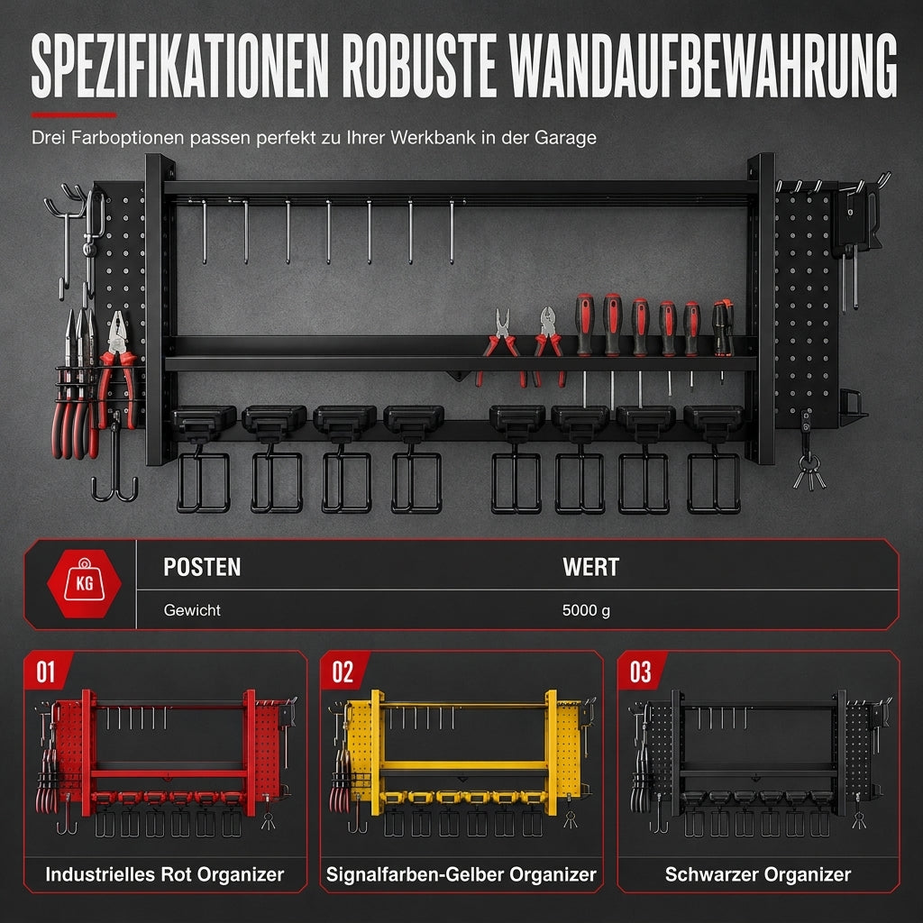 📢 Kostenloser Versand 🛠️ Wandmontiertes Stahl-Werkzeugregal – platzsparende Aufbewahrung für Bohrer und Werkzeuge