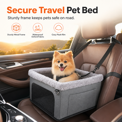 🐶🚗 Sicheres Reise-Haustierbett – 50% RABATT! Robuster Metallrahmen, wasserdichter Oxford-Stoff, Sicherungsleine – schützt Ihren Hund & Sitze. 🛡️