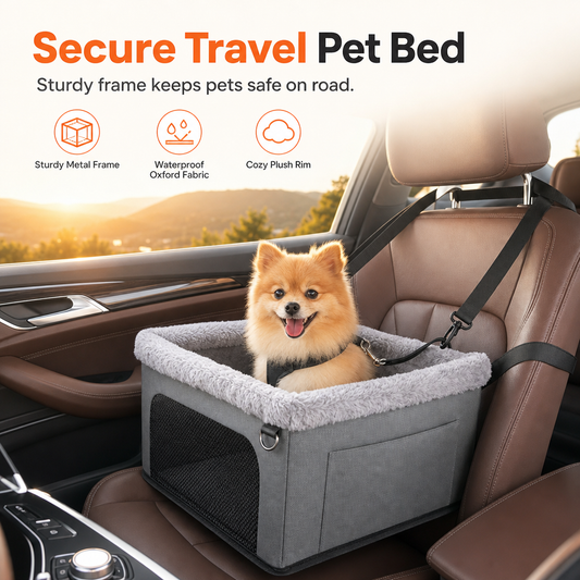 🐶🚗 Sicheres Reise-Haustierbett – 50% RABATT! Robuster Metallrahmen, wasserdichter Oxford-Stoff, Sicherungsleine – schützt Ihren Hund & Sitze. 🛡️