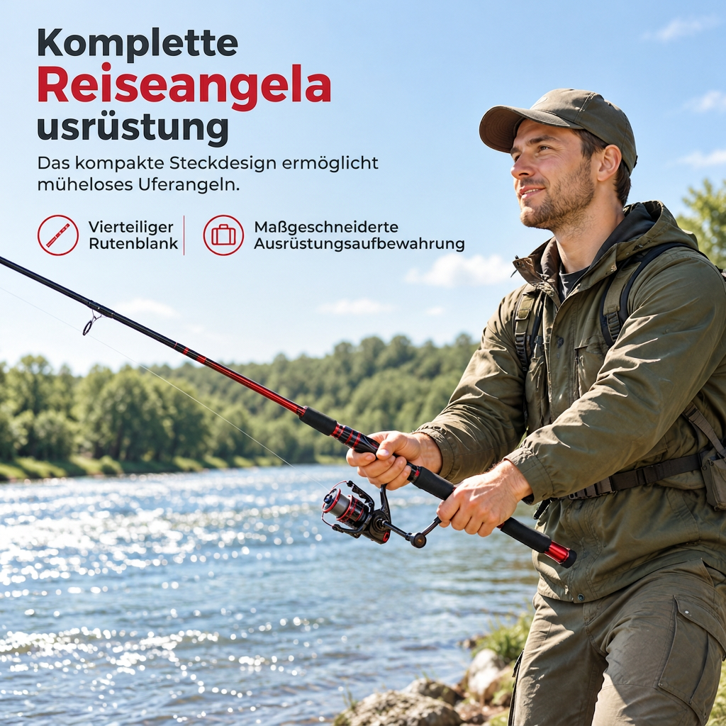 4-teiliges Glasfaser-Meerangelrute zum Weitwurf von Ködern