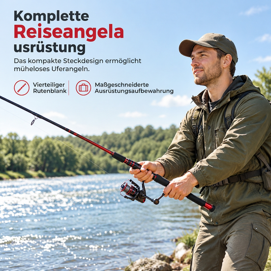 4-teiliges Glasfaser-Meerangelrute zum Weitwurf von Ködern