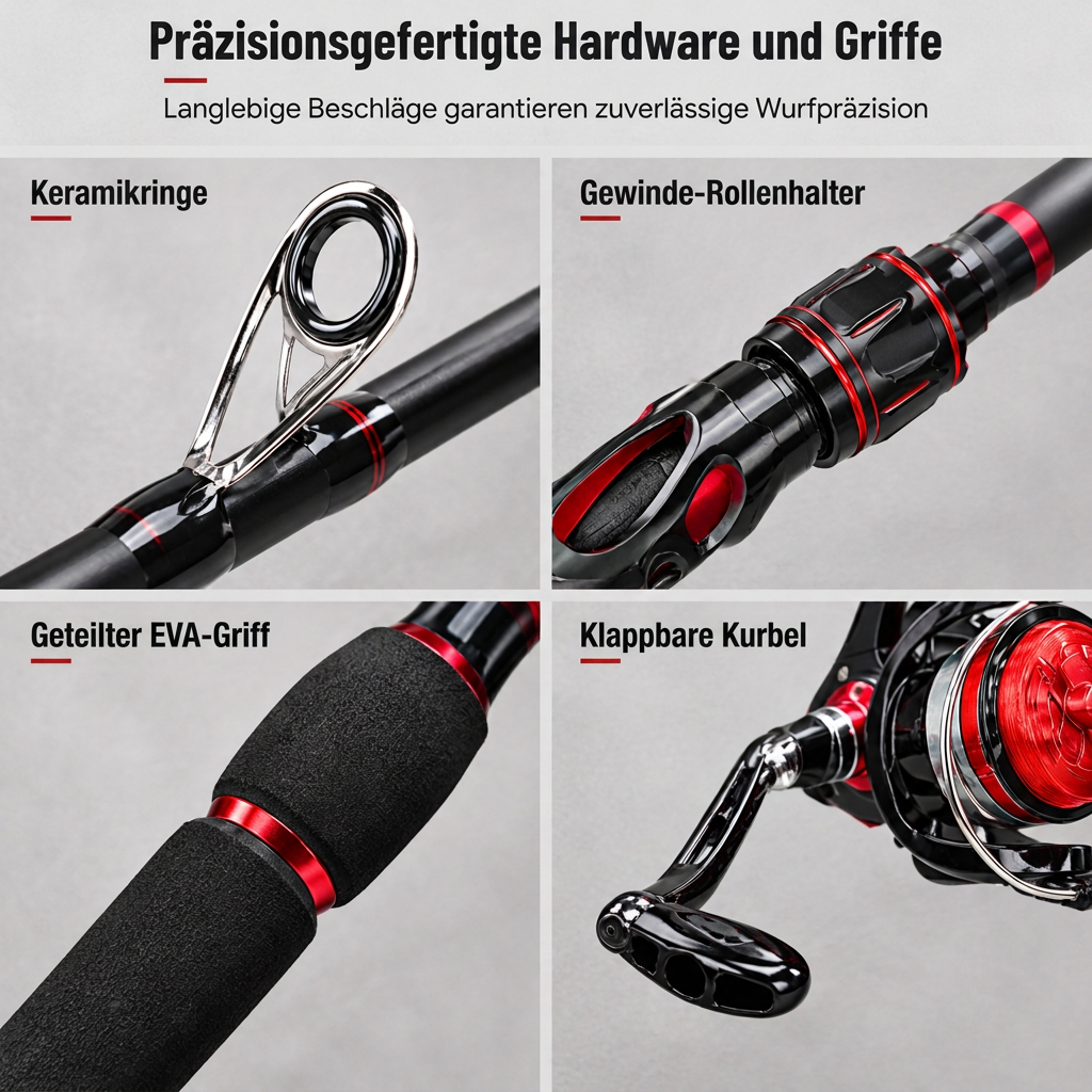 4-teiliges Glasfaser-Meerangelrute zum Weitwurf von Ködern