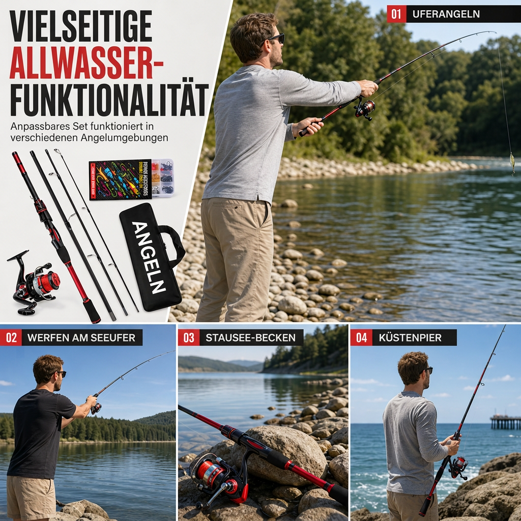 4-teiliges Glasfaser-Meerangelrute zum Weitwurf von Ködern