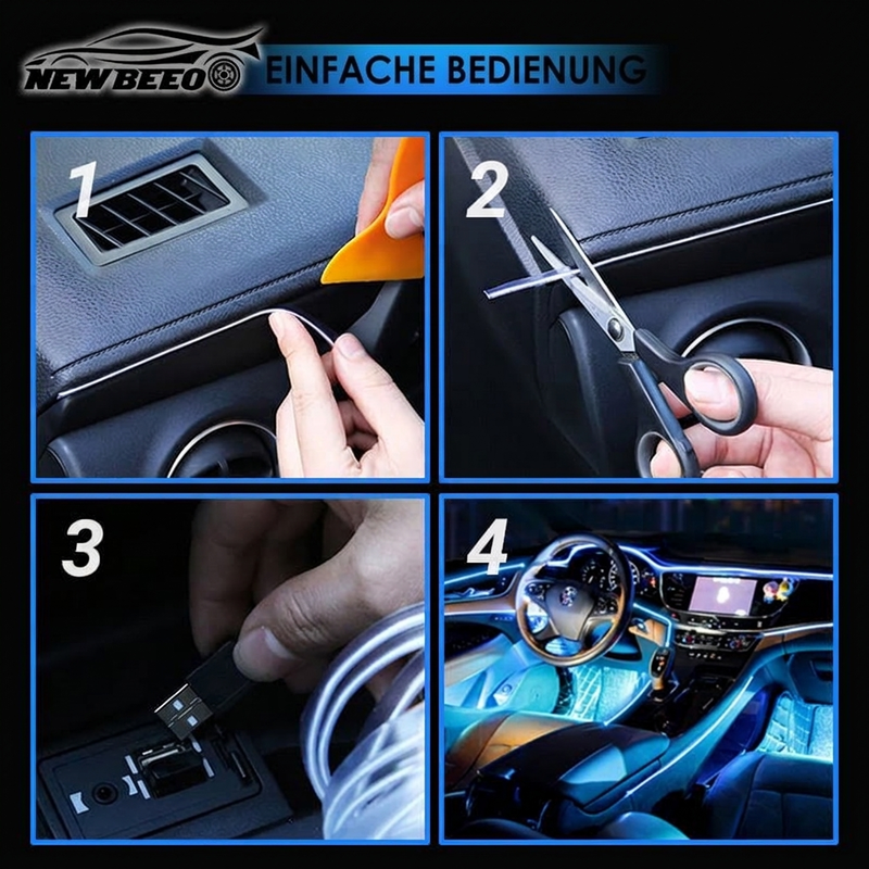 🎁Zeitlich begrenzt: Kaufe 1, erhalte 1 gratis🚗LED-Streifen für die Fahrzeuginnenraumbeleuchtung, mehrfarbiges USB-Stimmungslicht, einfache Installation