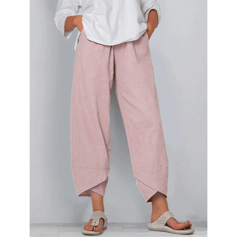 👖Jetzt 50 % Rabatt!✨Vintage-Hose mit asymmetrischem Gummibund und Taschen – Einzigartiges Design, bequeme Passform und funktionaler Stil🌸